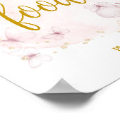 ピンク&金ゴールド誕生日フードテーブルサイン ポスター (角)