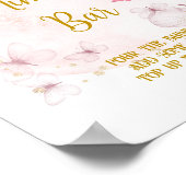 ピンク&金ゴールド誕生日ミモザバーテーブルの標識 ポスター (角)