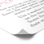 ピンク&金ゴールド赤ちゃんシャワーおむつ思考ゲームのサイン ポスター (角)