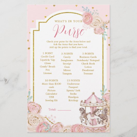 ピンク&金ゴールド魔法の回転木馬あなたの財布の何 (正面)