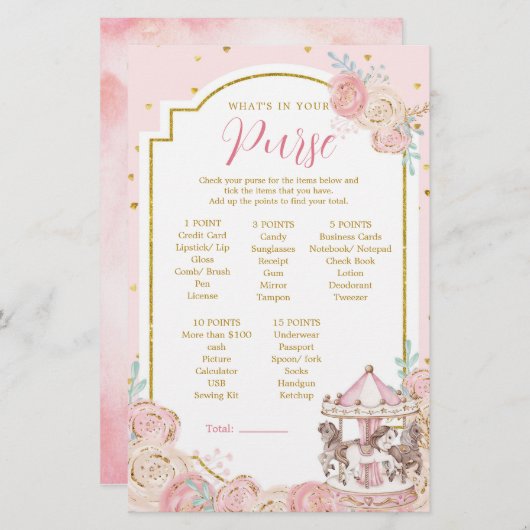 ピンク&金ゴールド魔法の回転木馬あなたの財布の何 (正面/裏面)