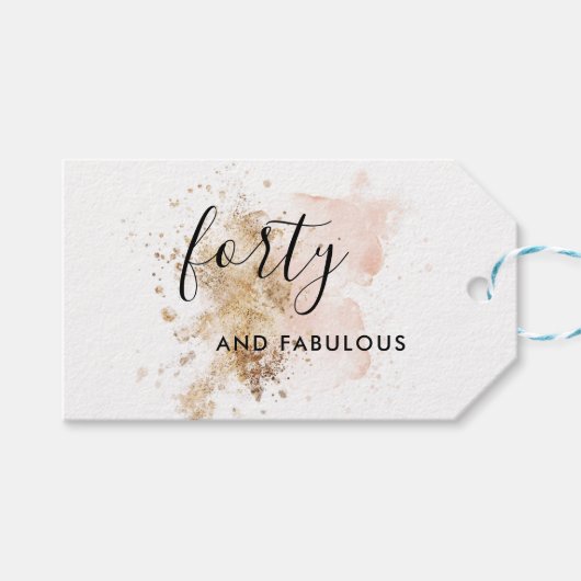 ピンク&金ゴールド40歳の誕生日 ギフトタグ (正面(横))