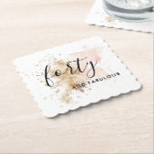 ピンク&金ゴールド440th誕生日紙コースター ペーパーコースター (アングル)