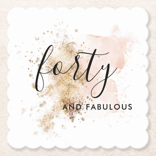 ピンク&金ゴールド440th誕生日紙コースター ペーパーコースター (正面)