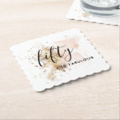 ピンク&金ゴールド50歳と素晴らしい50歳の誕生日パーティー ペーパーコースター (アングル)