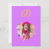 ピンク&金ゴールド60誕生日ドードルシンプルフラワー 招待状 (裏面)