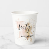 ピンク&金ゴールド60th誕生日パーティー 紙コップ (裏面)