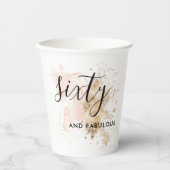 ピンク&金ゴールド60th誕生日パーティー 紙コップ (正面)