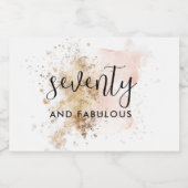 ピンク&金ゴールド70誕生日ミニワインラきらめくベ スパークリングワインラベル (シングルラベル)