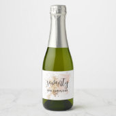 ピンク&金ゴールド70誕生日ミニワインラきらめくベ スパークリングワインラベル (正面)