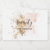 ピンク&金ゴールド70誕生日 リキュールボトルラベル (シングルラベル)