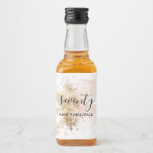 ピンク&金ゴールド70誕生日 リキュールボトルラベル (正面)