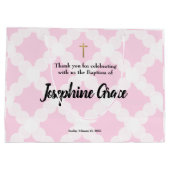 ピンク·金ゴールド·クロパーソナライズされたス·ベビー·ガール·バプテスマ ラージペーパーバッグ (裏面)