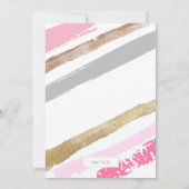 ピンク、金ゴールド、グレーのストライプのパーティの招待状 招待状 (裏面)