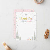 ピンク、金ゴールド、シルバーウィンターワンダーランド ノートカード (正面/裏面インサイチュ)