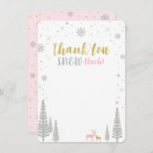 ピンク、金ゴールド、シルバーウィンターワンダーランド ノートカード (正面/裏面)