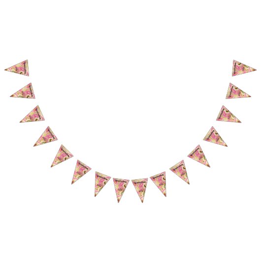 ピンク，金ゴールド,バラ，白，アート，エレガントパターン，sh バンティングフラッグ (全)