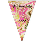 ピンク，金ゴールド,バラ，白，アート，エレガントパターン，sh バンティングフラッグ (第3の旗)