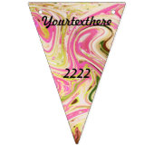 ピンク，金ゴールド,バラ，白，アート，エレガントパターン，sh バンティングフラッグ (第1の旗)