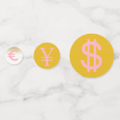 ピンク、金ゴールド、ブラック£、$ユーロと円の記号パーティー コンフェッティ (裏面)