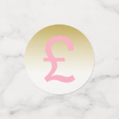 ピンク、金ゴールド、ブラック£、$ユーロと円の記号パーティー コンフェッティ (スモール正面)