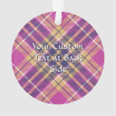 ピンク、金ゴールド、ブルータータンチェック オーナメント (裏面)