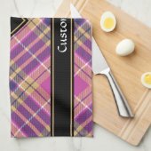 ピンク、金ゴールド、ブルータータンチェック キッチンタオル (四つ折り)