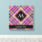 ピンク、金ゴールド、ブルータータンチェック キャンバスプリント (インサイチュ (ウッドフロア))