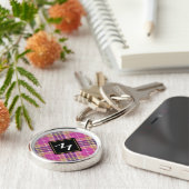 ピンク、金ゴールド、ブルータータンチェック キーホルダー (側面)