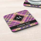 ピンク、金ゴールド、ブルータータンチェック コースター (左側)