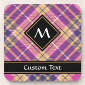 ピンク、金ゴールド、ブルータータンチェック コースター (正面)