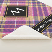 ピンク、金ゴールド、ブルータータンチェック シェルパブランケット (3/4)