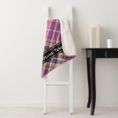 ピンク、金ゴールド、ブルータータンチェック シェルパブランケット (インサイチュ)