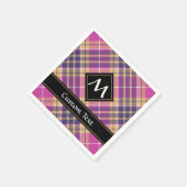 ピンク、金ゴールド、ブルータータンチェック スタンダードカクテルナプキン (角)
