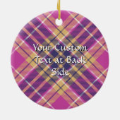 ピンク、金ゴールド、ブルータータンチェック セラミックオーナメント (裏面)