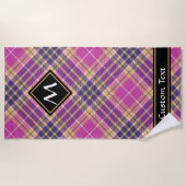 ピンク、金ゴールド、ブルータータンチェック ビーチタオル (正面)