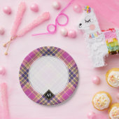 ピンク、金ゴールド、ブルータータンチェック ペーパープレート (パーティー)