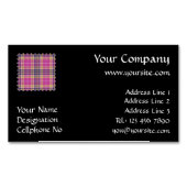 ピンク、金ゴールド、ブルータータンチェック マグネット名刺 (正面)