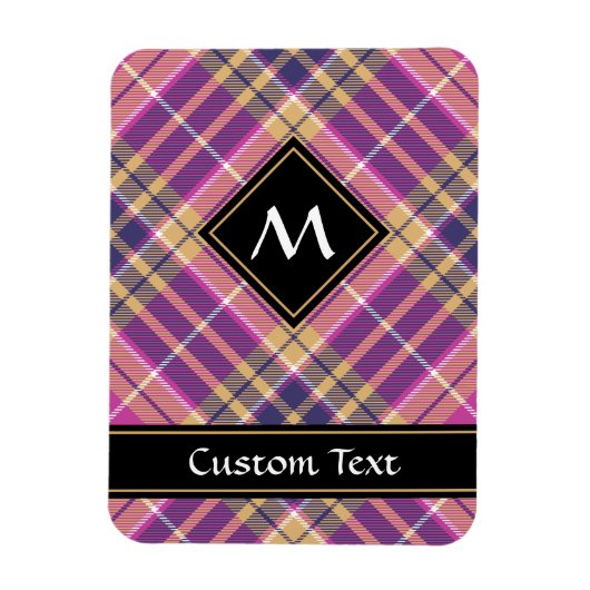 ピンク、金ゴールド、ブルータータンチェック マグネット (縦)