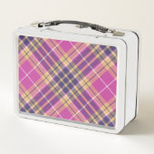 ピンク、金ゴールド、ブルータータンチェック メタルランチボックス (裏面)