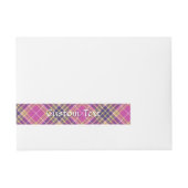 ピンク、金ゴールド、ブルータータンチェック ラップアラウンド宛名ラベル (正面)