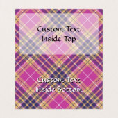 ピンク、金ゴールド、ブルータータンチェック 名刺 (内部フラット)