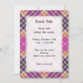 ピンク、金ゴールド、ブルータータンチェック 招待状 (裏面)