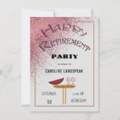 ピンク·金ゴールド·レインハッピー·リタイアメント·パーティー  招待状 (正面)