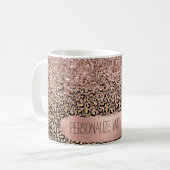 ピンク·金ゴールド·レオパード·プリント·スパークル コーヒーマグカップ (正面左)