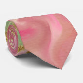 ピンク、金ゴールド、緑の大理石インクプリントメンズタイ ネクタイ (ロール)