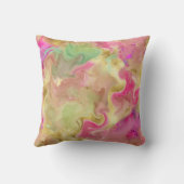 ピンク、金ゴールド、緑の大理石プリント枕 クッション (裏面)