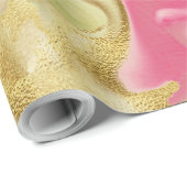 ピンク、金ゴールド、緑、大理石のプリント包装紙 ラッピングペーパー (ロールコーナー)