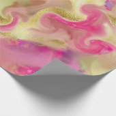 ピンク、金ゴールド、緑、大理石のプリント包装紙 ラッピングペーパー (角)