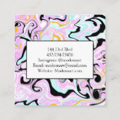 ピンク、金ゴールド、黒と青の大理石の渦巻き スクエア名刺 (裏面)
